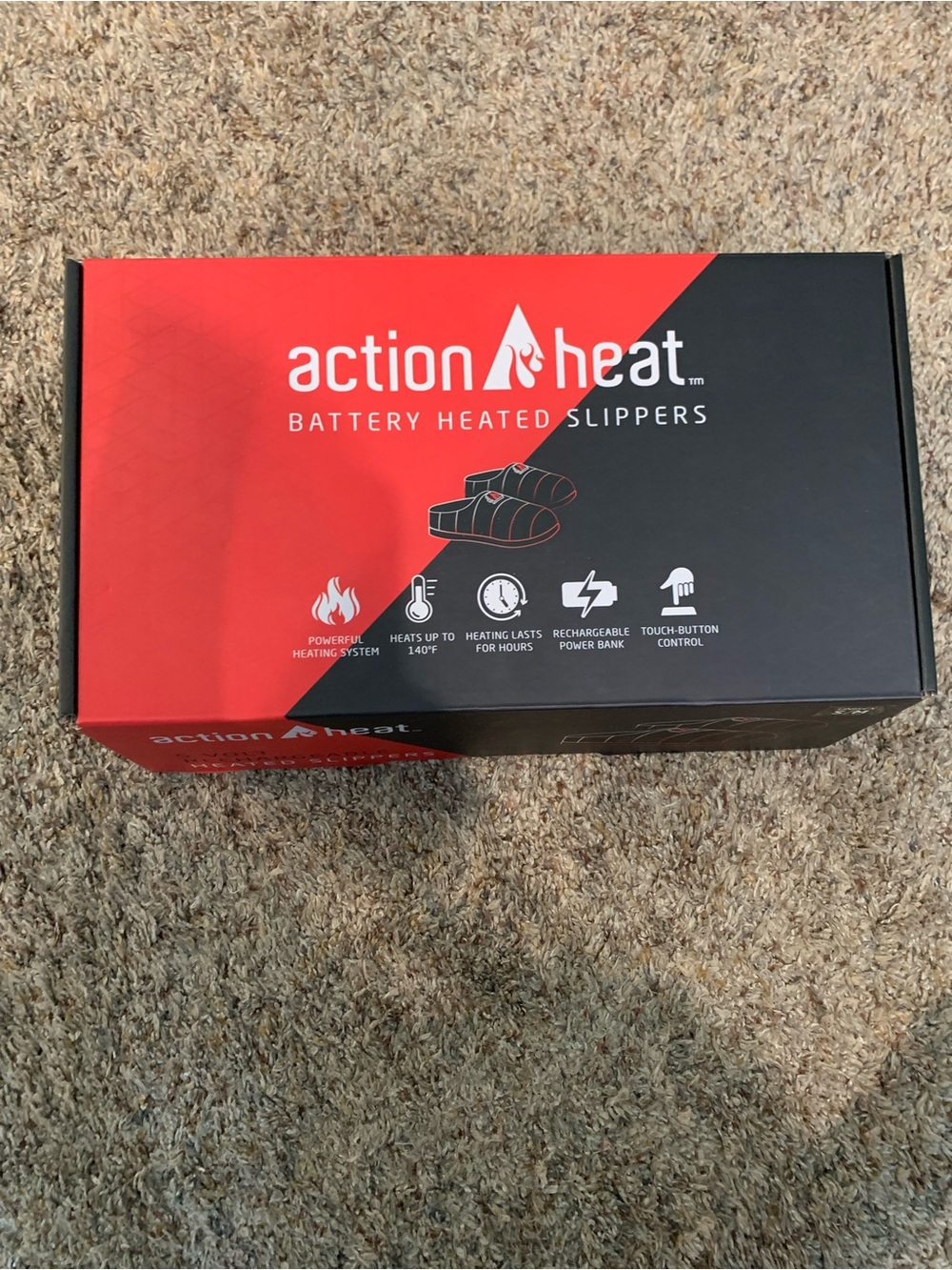 NEW Action Heat 5 Volt Rechargeable Heated Slippers
